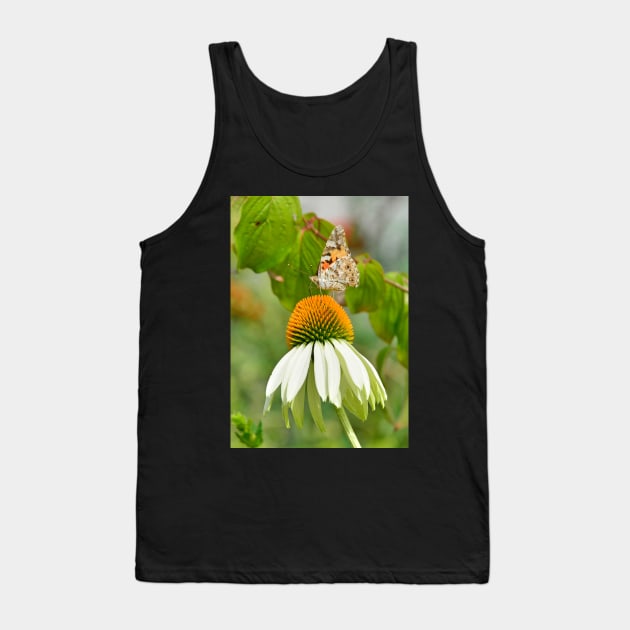 White Swan Echinacea with Butterfly Tank Top by jojobob